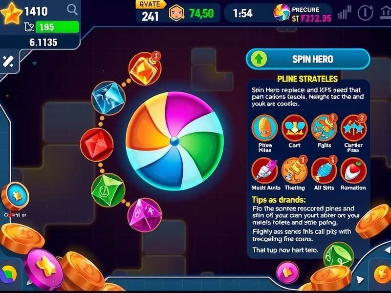 Spin Hero features showcase with multiple gameplay elements